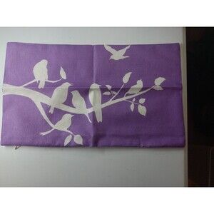 Purple Birds in Tree Branch Ground Cotton Linen Throw Lumbar Waist Pillowcase